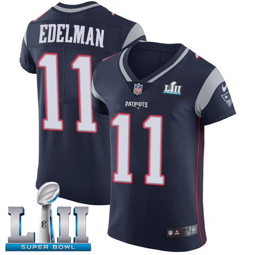 Nike Patriots #11 Julian Edelman Navy Blue Team Color Super Bowl LII Men's Stitched NFL Vapor Untouchable Elite Jersey